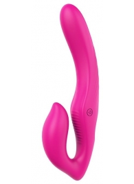 Ярко-розовый безремневой страпон REMOTE DOUBLE DIPPER - 22 см. - Dream Toys - купить с доставкой в Красногорске