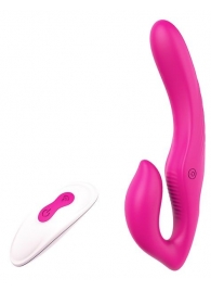 Ярко-розовый безремневой страпон REMOTE DOUBLE DIPPER - 22 см. - Dream Toys - купить с доставкой в Красногорске
