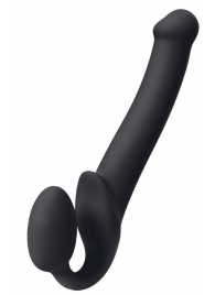 Черный безремневой страпон Silicone Bendable Strap-On M - Strap-on-me - купить с доставкой в Красногорске