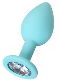 Мятная анальная пробка с прозрачным кристаллом Brilliant - 7 см. - ToyFa - купить с доставкой в Красногорске