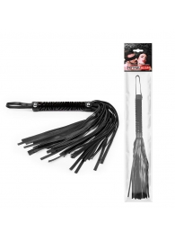 Черная гладкая плеть-флоггер с ручкой - 40 см. - Notabu - купить с доставкой в Красногорске