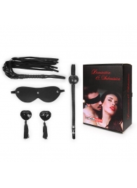Эротический набор в черном цвете: маска, кляп, пэстисы, плётка - Notabu - купить с доставкой в Красногорске