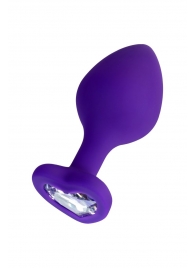 Фиолетовая анальная втулка Diamond Heart с прозрачным кристаллом - 8 см. - ToyFa - купить с доставкой в Красногорске