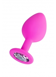 Розовая анальная втулка Brilliant с прозрачным кристаллом - 8 см. - ToyFa - купить с доставкой в Красногорске