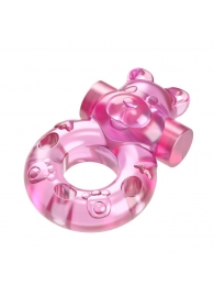 Розовое эрекционное виброкольцо на пенис Pink Bear - Baile - в Красногорске купить с доставкой