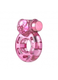 Розовое эрекционное кольцо с вибрацией Pink Bear - Baile - в Красногорске купить с доставкой