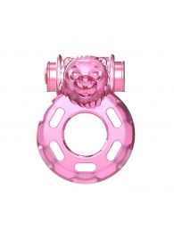 Розовое эрекционное кольцо с вибрацией Pink Bear - Baile - в Красногорске купить с доставкой