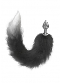 Серебристая анальная пробка с черным хвостом Galaxy - Lola Games - купить с доставкой в Красногорске