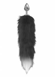 Серебристая анальная пробка с черным хвостом Starlit - Lola Games - купить с доставкой в Красногорске