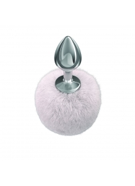 Серебристая анальная пробка с белым пушистым хвостиком Twinkle - Lola Games - купить с доставкой в Красногорске