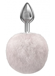 Серебристая анальная пробка с белым пушистым хвостиком Twinkle - Lola Games - купить с доставкой в Красногорске