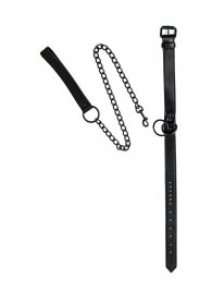 Черный ошейник Sin с поводком - Lola Games - купить с доставкой в Красногорске