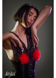 Зажимы на соски с красным пухом Euphoric - Lola Games - купить с доставкой в Красногорске