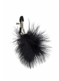 Зажимы на соски с черным пухом Euphoric - Lola Games - купить с доставкой в Красногорске