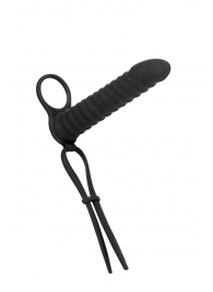 Черная вибронасадка для двойного проникновения Rori - 17 см. - Lola Games - купить с доставкой в Красногорске