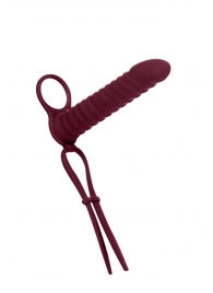 Бордовая вибронасадка для двойного проникновения Rori - 17 см. - Lola Games - купить с доставкой в Красногорске