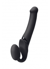 Черный безремневой вибрострапон Silicone Bendable Strap-On M - Strap-on-me - купить с доставкой в Красногорске