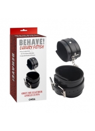 Черные оковы на ноги Obey Me Leather Ankle Cuffs - Chisa - купить с доставкой в Красногорске