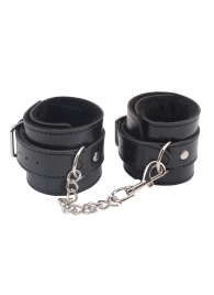 Черные оковы на ноги Obey Me Leather Ankle Cuffs - Chisa - купить с доставкой в Красногорске