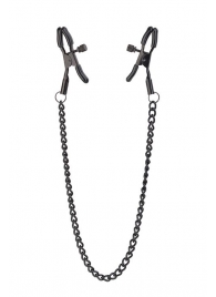 Черные зажимы на соски на цепочке BLAZE DELUXE NIPPLE CLAMPS - Dream Toys - купить с доставкой в Красногорске