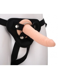 Телесный страпон на черных трусиках STRAP ON REAL DILDO - 20 см. - Dream Toys - купить с доставкой в Красногорске