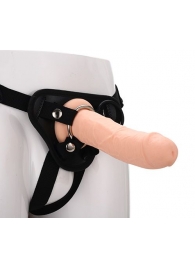 Черные трусики с телесной насадкой STRAP ON REAL DILDO - 21 см. - Dream Toys - купить с доставкой в Красногорске