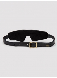 Черная плотная маска на глаза Bound to You Faux Leather Blindfold - Fifty Shades of Grey - купить с доставкой в Красногорске