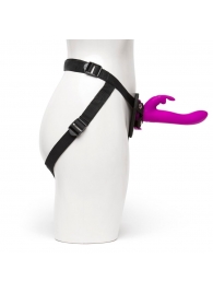 Лиловый страпон Rechargeable Vibrating Strap-On Harness Set - 17,6 см. - Happy Rabbit - купить с доставкой в Красногорске