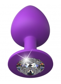 Фиолетовая анальная пробка со стразом Her Little Gem Large Plug - 9,5 см. - Pipedream - купить с доставкой в Красногорске