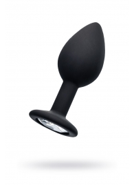 Черная анальная втулка с прозрачным стразом - 7,2 см. - POPO Pleasure - купить с доставкой в Красногорске