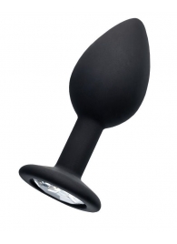 Черная анальная втулка с прозрачным стразом - 7,2 см. - POPO Pleasure - купить с доставкой в Красногорске