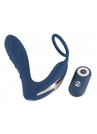 Синий вибростимулятор простаты с кольцом - 14,5 см. - Orion - в Красногорске купить с доставкой