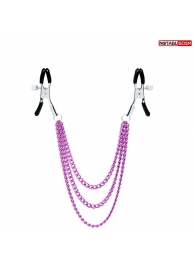 Оригинальные зажимы на соски с тройной розовой цепочкой - Notabu - купить с доставкой в Красногорске