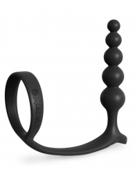 Черная анальная цепочка с эрекционным кольцом Ass-gasm Cockring Anal Beads - Pipedream - в Красногорске купить с доставкой
