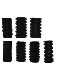 Набор из 7 черных насадок PENIS SLEEVES SET - Dream Toys - в Красногорске купить с доставкой