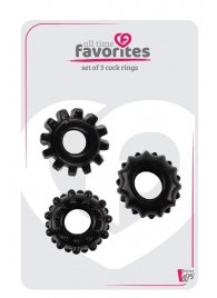 Набор из 3 черных эрекционных колец SET OF 3 COCKRINGS - Dream Toys - в Красногорске купить с доставкой