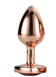 Золотистая анальная втулка с кристаллом-сердечком розового цвета - 7,1 см. - Dream Toys - купить с доставкой в Красногорске