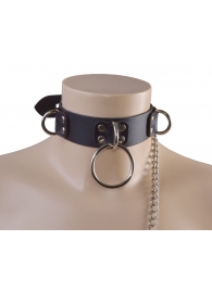 Черный кожаный ошейник Big Ring - Sitabella - купить с доставкой в Красногорске