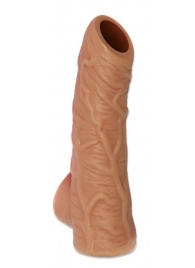 Телесная открытая насадка-реалистик с подхватом мошонки Nude Sleeve L - 14 см. - KOKOS - в Красногорске купить с доставкой