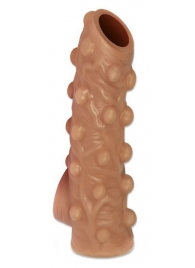 Телесная насадка с бугорками и открытой головкой Nude Sleeve M - 12 см. - KOKOS - в Красногорске купить с доставкой