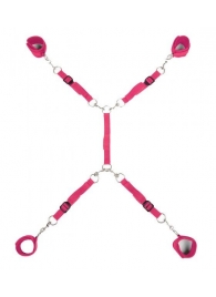 Ярко-розовый набор фиксаций на кровати Classic Bed Spreader - Lux Fetish - купить с доставкой в Красногорске