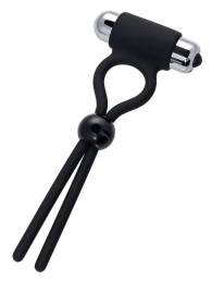 Черное эрекционное лассо Ect с виброэлементом - A-toys - в Красногорске купить с доставкой