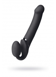 Черный безремневой вибрострапон Vibrating Bendable Strap-On L - Strap-on-me - купить с доставкой в Красногорске