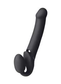 Черный безремневой вибрострапон Vibrating Bendable Strap-On L - Strap-on-me - купить с доставкой в Красногорске