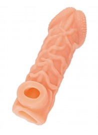 Телесная закрытая насадка с венками Cock Sleeve Size S - 13,8 см. - KOKOS - в Красногорске купить с доставкой