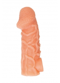Телесная закрытая насадка с венками Cock Sleeve Size M - 15,6 см. - KOKOS - в Красногорске купить с доставкой