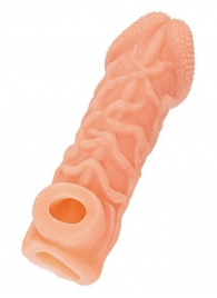 Телесная закрытая насадка с венками Cock Sleeve Size M - 15,6 см. - KOKOS - в Красногорске купить с доставкой