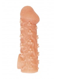 Телесная закрытая насадка с пучками шишечек Cock Sleeve Size S - 13,8 см. - KOKOS - в Красногорске купить с доставкой