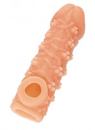 Телесная закрытая насадка с пучками шишечек Cock Sleeve Size S - 13,8 см. - KOKOS - в Красногорске купить с доставкой