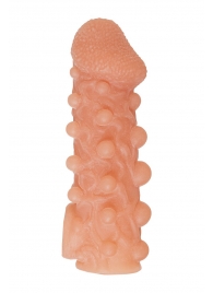 Телесная закрытая насадка с шариками Cock Sleeve Size M - 15,6 см. - KOKOS - в Красногорске купить с доставкой